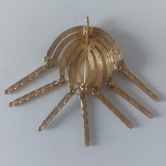 Sarah Coventry Brooch Vintage Mid Century Modern Gold Tone Articulated Sunburst - Picture 6 of 14